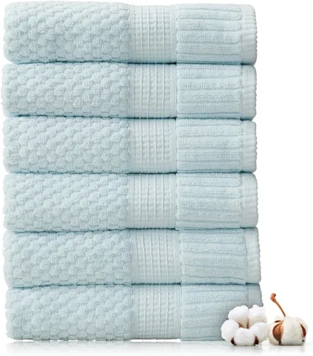 Miniatura 51 de NY Loft Juego de 4 toallas de baño 100% algodón, supersuaves y absorbentes, de secado rápido, 30 x 52 pulgadas, algodón texturizado y duradero