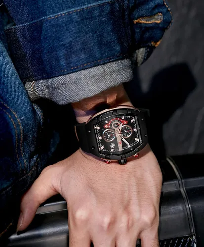 Miniatura 2 de Watches for Men Original Analog Quartz Waterproof Sport Mens Watches Tonneau Chronograph Luminous Fashion Unique Casual Watch with Silicone Strap