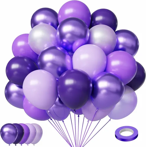 Miniatura 11 de Globos negros y metálicos plateados, 50 piezas de globos negros y plateados de 12 pulgadas, globos para fiestas para cumpleaños, graduación, Año