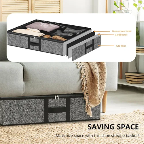 Miniatura 3 de homyfort Organizador de zapatos debajo de la cama, para 12 pares y 4 pares de botas, materiales resistentes y transpirables, solución de 2 Zapatos