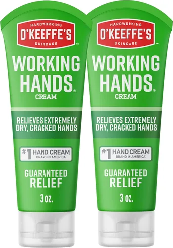O'Keeffe's Working Hands - Crema de manos para sequedad extrema - tubo de 3 oz (paquete de 2) - Cuidado reparador de la piel para manos agrietadas y