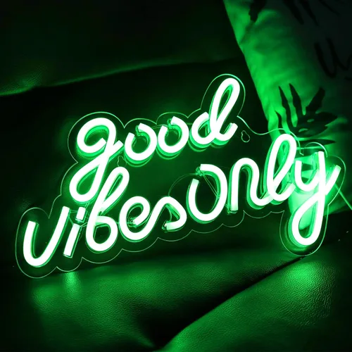 Miniatura 2 de Good Vibes Only - Letreros de neón para decoración de pared, luces de neón letreros LED, adecuados para sala de estar, bar de cerveza, sala de Verde