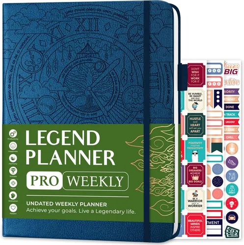 Legend Planner PRO - Agenda semanal y mensual de lujo para aumentar la productividad y alcanzar tus objetivos. Cuaderno organizador de gestión del