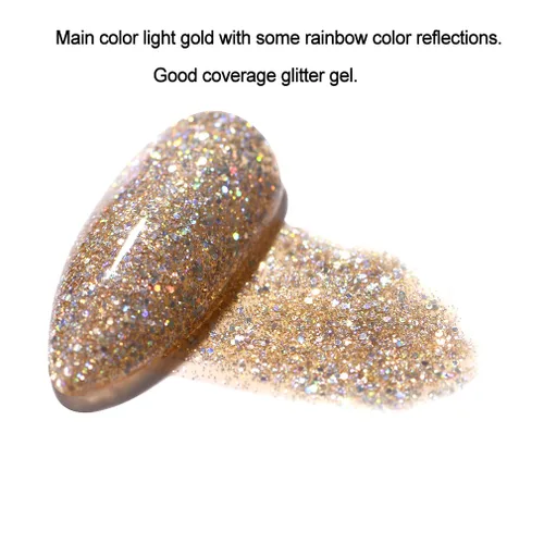 Miniatura 2 de FZANEST Esmalte de uñas en gel con purpurina LED UV, color brillante removible, arte de uñas (oro diamante claro)