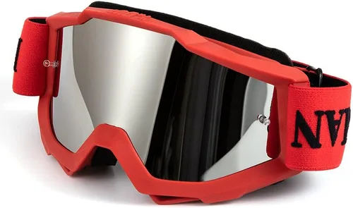 Gafas de motocicleta vintage - Steampunk y gafas de esquí para Dirk Bike y Touring Riding #1 Marco rojo+lentes plateados-378