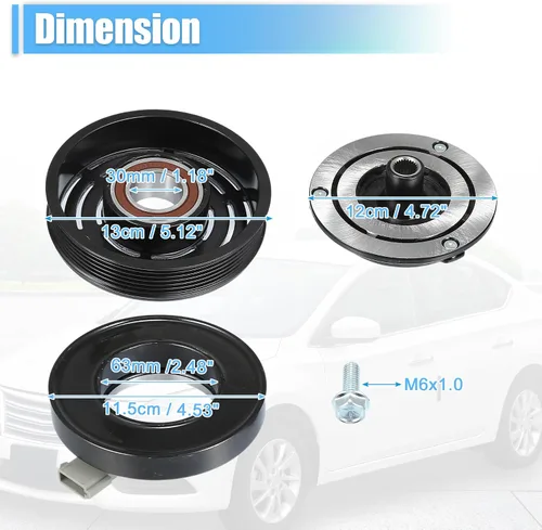 Miniatura 3 de uxcell juego de embrague para compresor de aire acondicionado reemplazable para reparación de embrague de Ford F-150 1997-2006