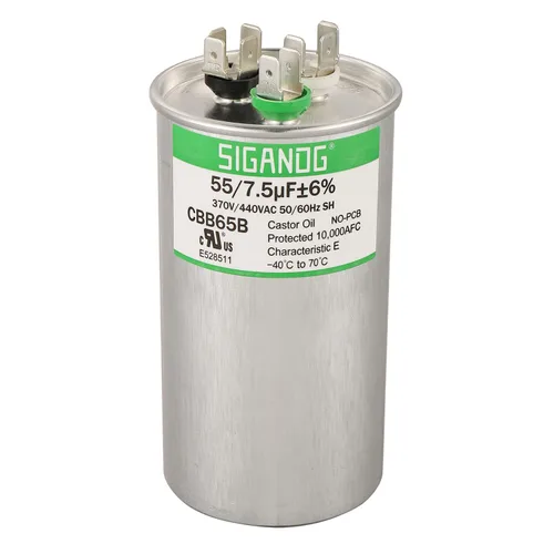 Miniatura 28 de 80/5 uF 80+5 MFD 370V o 440V CBB65 Capacitor Redondo de Arranque de Doble Funcionamiento 80 5 uF MFD 370 440 Voltios VAC para Condensador