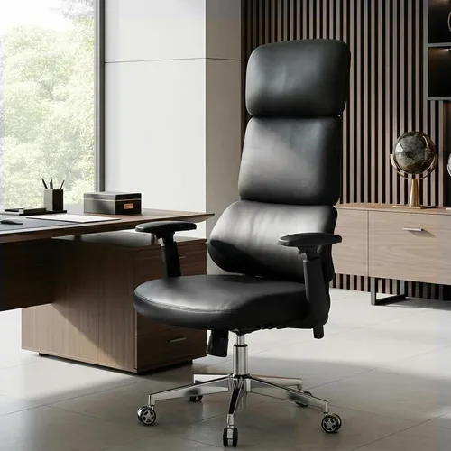 Miniatura 9 de EUREKA ERGONOMIC Remi - Silla de oficina con respaldo alto, silla de oficina de piel sintética con ruedas, silla de escritorio de cuero, silla