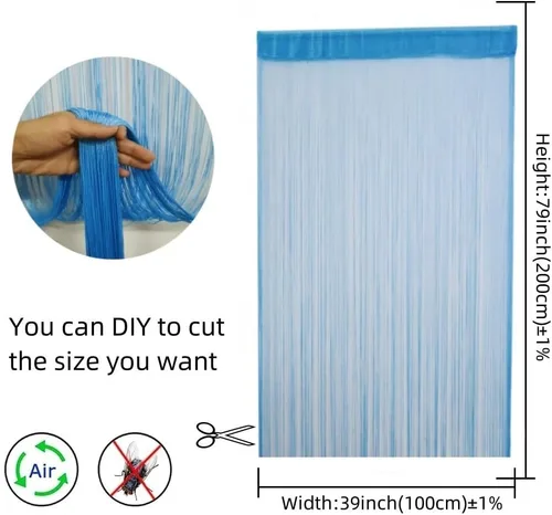 ave split Paquete de 2 cortinas para puertas de puerta de 39.4 x 78.7 in, panel de pared con flecos para ventana, separador de persianas para Azul