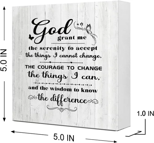 Miniatura 2 de Letrero de madera con texto en inglés «God Grant Me the Serenity to Accept The Things I Cannot Change», decoración de escritorio con versículo