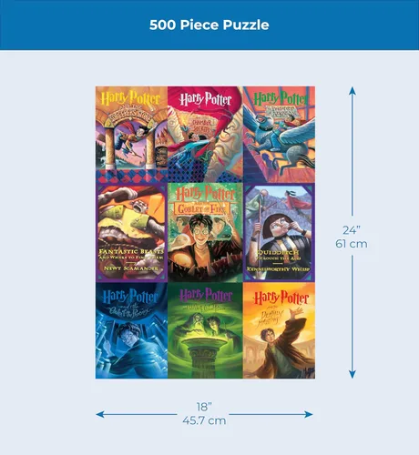 Miniatura 4 de New York Puzzle Company - Collage de portada de libro de Harry Potter - Rompecabezas de 500 piezas para noches de juego familiares por Mary GrandPré