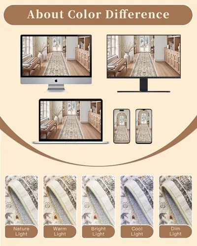 Miniatura 25 de Madane Tapete lavable de 2 x 10 pies para pasillo, cocina, recibidor, clásico, suave, antideslizante para interiores, casa de campo, baño, sala