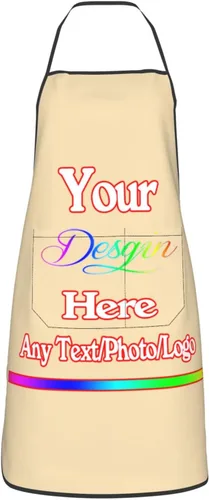 Miniatura 27 de Delantal de diseño personalizado para mujeres y hombres con bolsillos, delantal de cocina personalizado, diseño de logotipo de texto