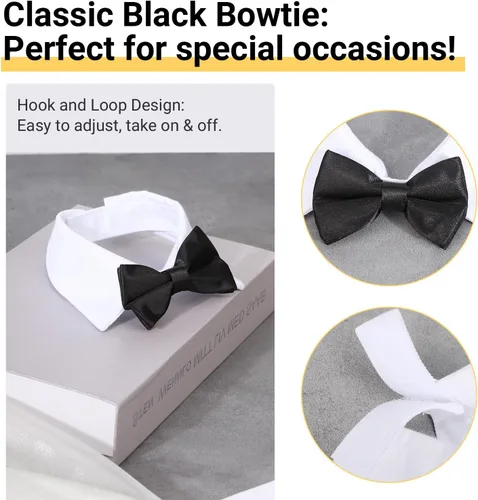 Miniatura 3 de Collar de corbatín negro para gato Segarty, lindo esmoquin para cachorros con corbatín para perros con collar blanco ajustable hecho a mano