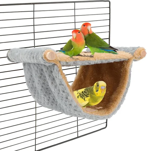 Miniatura 11 de BWOGUE Cama nido hamaca colgante cálida de invierno para pájaros, cabaña para acurrucarse, casa tienda juguete de loro, percha de jaula de pájaros