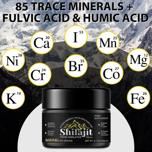 Miniatura 4 de Shilajit - Resina Shilajit orgánica pura del Himalaya – 800 mg de grado dorado natural Shilajit con más de 85 ácido fúlvico y oligominerales
