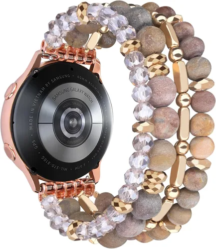 Miniatura 4 de VISOOM Beaded Boho Bracelet Compatible for Samsung Galaxy Watch 7/6/5/4 40/44mm Bands/Active 2 Watch 4 Classic 42mm Band Women, 20mm Handmade