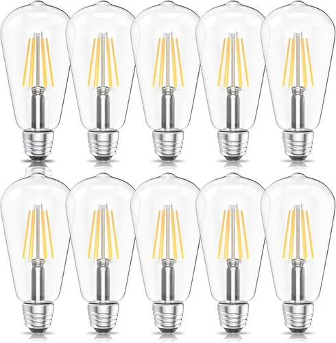 Miniatura 11 de Ralbay Bombillas LED Edison ST48 vintage equivalentes a 60 vatios, paquete de 6, luz blanca natural brillante de 4500 K, bombillas de filamento LED