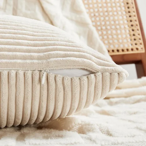 Miniatura 3 de Fancy Homi Juego de 4 fundas de almohada decorativas neutras de 18 x 18 pulgadas para sofá, cama, sofá, dormitorio, decoración moderna