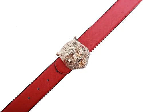 Miniatura 5 de Yuangu Cinturón de piel de vacuno con hebilla de tigre grande, 1.496in