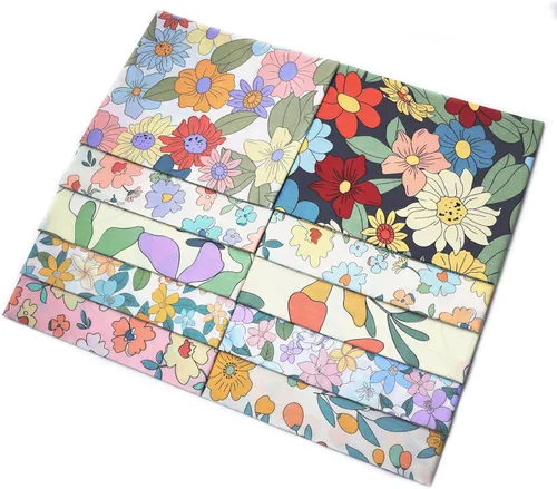 Miniatura 4 de 10 paquetes de tela de cuartos gruesos, tela de algodón precortada de costura acolchada, 18 x 22 pulgadas, estampado floral Tulipán