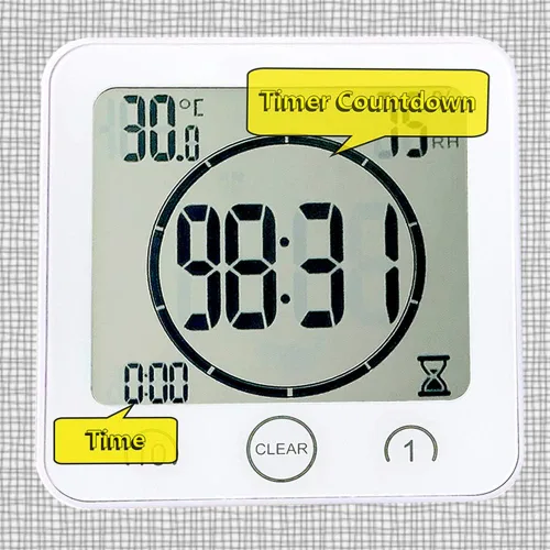 Miniatura 4 de Reloj de pared y temporizador de baño impermeable, temporizador digital resistente al agua para colgar en la ducha, pantalla grande, temporizador