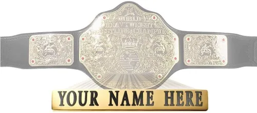 Placa de identificación personalizada compatible con el cinturón de réplica del Campeonato Mundial de Peso Pesado de la WWE para adultos (NO