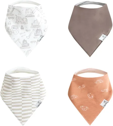 Miniatura 26 de Copper Pearl Baberos tipo bandana para bebé, paquete de 4 baberos de algodón suave para babear y dentición, absorbentes, ajuste ajustable, muchos