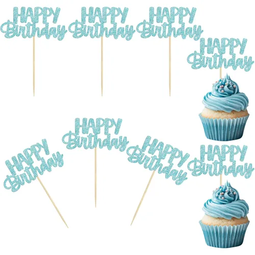 Miniatura 16 de Gyufise 24 piezas Adornos para pastel de cumpleaños con púas brillantes para magdalenas, para celebrar la decoración de pastel de fiesta temática