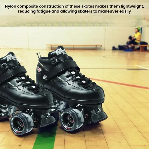 Miniatura 7 de Sure Grip Rock GT50 Negro Elegantes Patines de Interior para Hombres y Mujeres con Compuesto de Nylon, Ruedas de 62mm en Espiral y Rodamientos ABEC-5