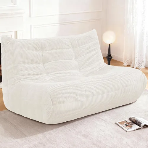 Miniatura 62 de Puf para adultos, silla puf grande, sillón con relleno de espuma viscoelástica para el hogar, apartamento o sala de juegos, gris afelpado Felpa gris
