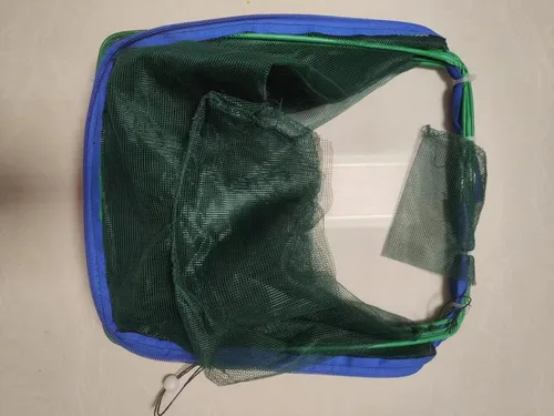 Miniatura 5 de Minnow Trap - Paraguas plegable portátil de 6 agujeros, red de pesca, malla de polietileno, marco de hierro, macetas de cangrejo con anillo flotante