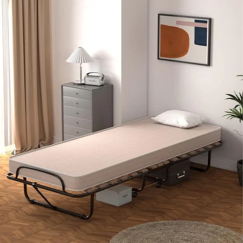 Miniatura 2 de Giantex Cama plegable con colchón para adultos, camas de invitados plegables con colchón de espuma viscoelástica y marco de metal, fabricada