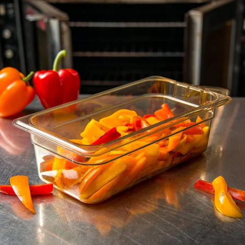 Miniatura 4 de Carlisle FoodService Products 30861H13 StorPlus - Sartén para alimentos de alto calor con 1 asa, 4 pulgadas de profundidad, tercer tamaño, ámbar