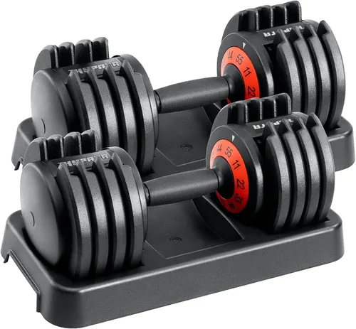 25/55 lbs Pair Adjustable Dumbbell Set, Adjust Dumbbell Weight for Exercises Pair Dumbbells for Men and Women in Home 55lbs-par