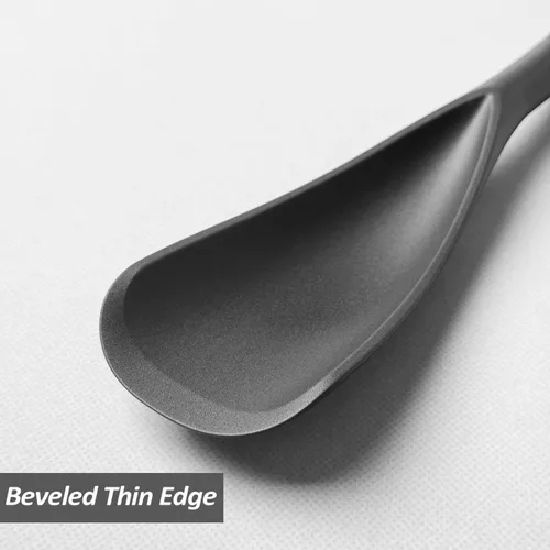 Miniatura 4 de Cuchara de espátula de silicona, ideal tanto para cocinar como para servir, silicona negra mate duradera sin BPA, diseño sin costuras, segura