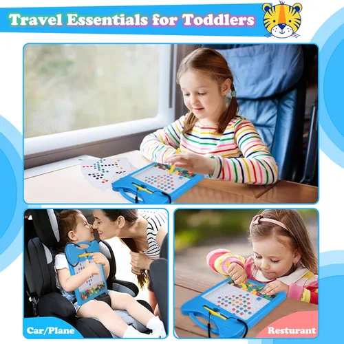 Miniatura 8 de Tablero magnético de dibujo para niños, tablero magnético de garabatos para niños pequeños con cuentas y 2 rotuladores, juguetes magnéticos de arte