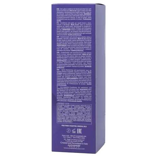 Miniatura 7 de ALFAPARF MILANO Semi di Lino - Acondicionador morado con depósito de color, elimina los tonos amarillos y cobrizos para cabello rubio, platino