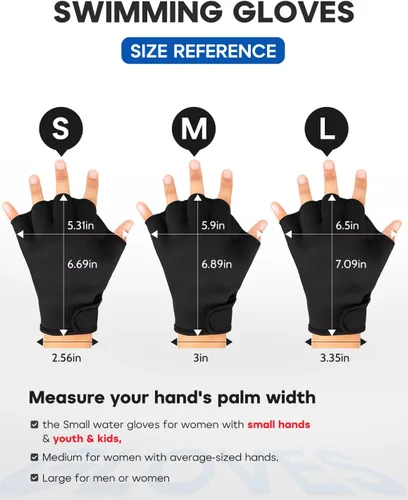 Miniatura 3 de FitsT4 Sports Guantes de natación con aletas Guantes de natación palmeados Fitness Aeróbico acuático Negro