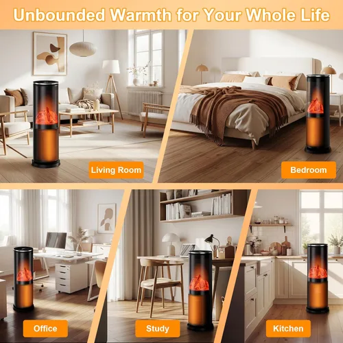 Miniatura 8 de Uthfy Calentador de espacio, 1500 W, eléctrico, portátil, de cerámica PTC, para uso en interiores, con termostato, control remoto, temporizador