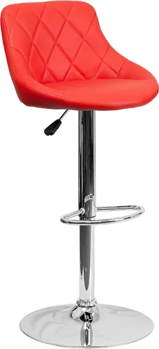 Miniatura 9 de Flash Furniture CH-82028A-BK-GG asiento de vinilo negro de diseño contemporáneo, banqueta alta ajustable con base cromada, Vinilo, Negro