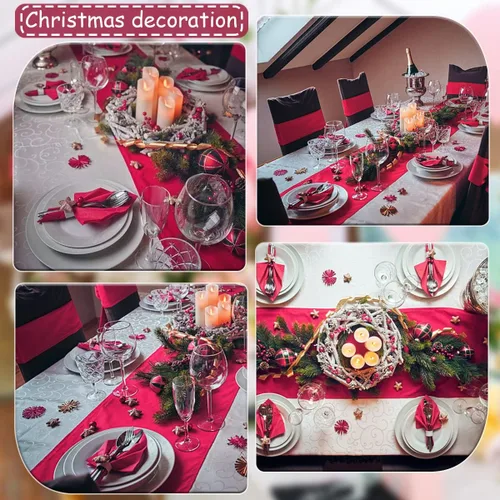 Miniatura 7 de Paquete de 5 caminos de mesa de satén de tela suave para bodas, cumpleaños, banquetes, fiestas, decoración de Navidad y festividades