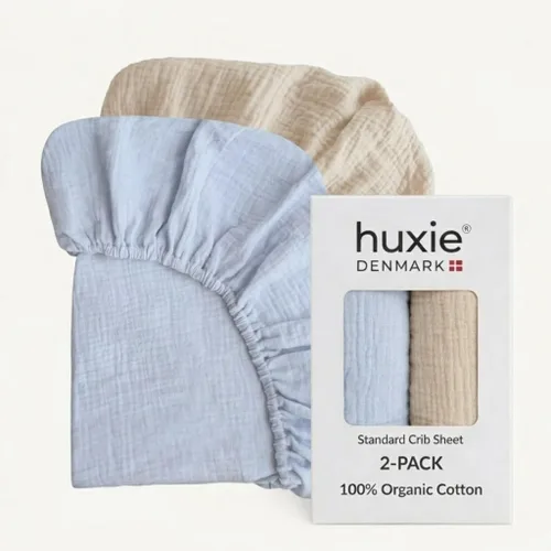 Miniatura 15 de Sábanas para cuna, sábana bajera ajustable de muselina de algodón orgánico, tamaño estándar para bebé niño y niña, 28 x 52 pulgadas, ultra suaves