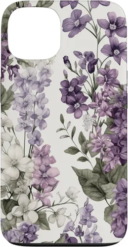 Miniatura 7 de Funda para iPhone XR White Violet Purple Lavender Lilac Floral con flores botánicas
