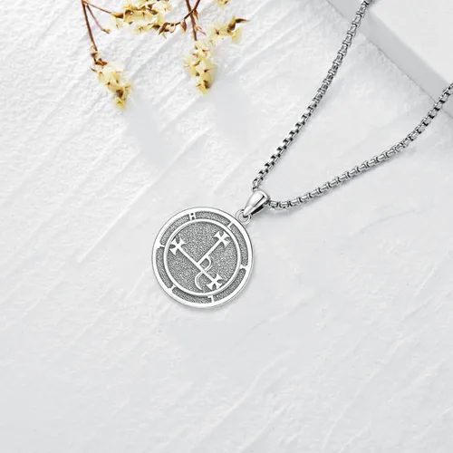 Miniatura 20 de Collar de pentagrama de plata de ley con triple luna, diosa celta, nudo celta, nudo de brujas, Ankh, sol y luna, Hécate, lilith, Santa Muerte