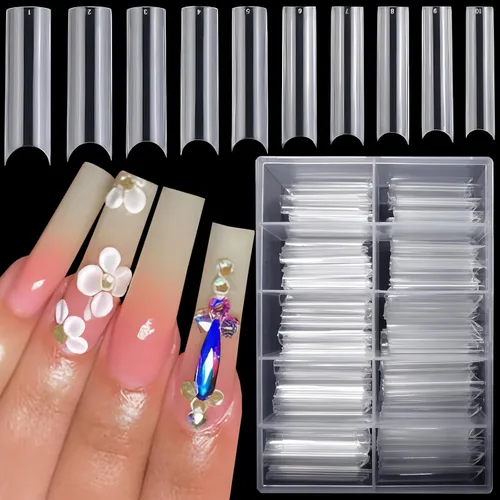 Miniatura 12 de LoveOurHome 240 puntas de uñas postizas XL de acrílico transparente en forma de almendra, uñas de cobertura completa, uñas postizas extralargas