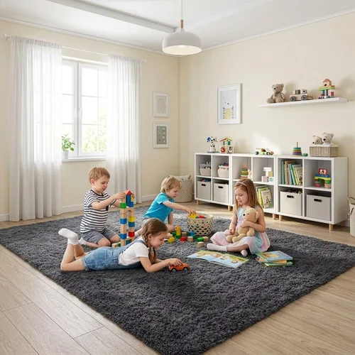 Miniatura 15 de Alfombra suave y esponjosa para dormitorio, alfombra de felpa lanuda de 7 x 10, alfombra antideslizante y mullida para sala de estar, habitación