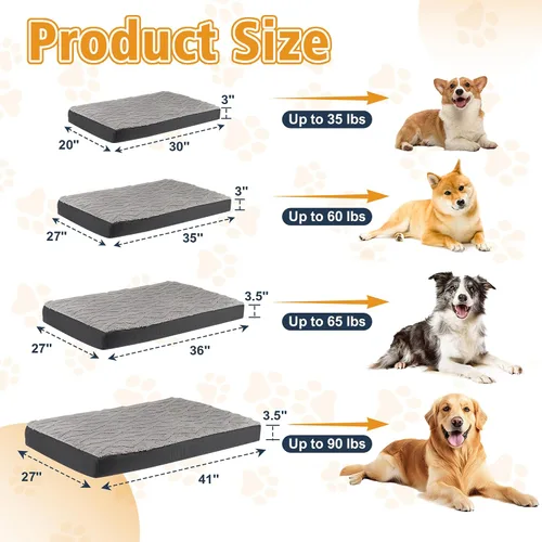 Miniatura 4 de Cama ortopédica para perros, impermeable y lavable a máquina, cama de felpa para mascotas con parte inferior antideslizante, colchón de espuma