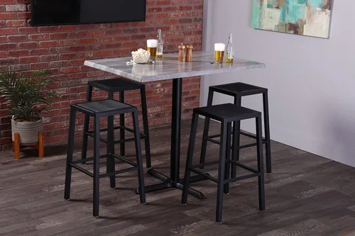Miniatura 2 de Holland Bar Stool Mesa EnduroTop de acero negro de 30 pulgadas de diámetro, interior/exterior para todas las estaciones con agujero para sombrilla