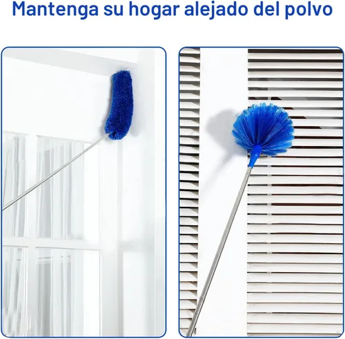 Miniatura 3 de ZZ LAZYCOTTAGE Plumero de microfibra con 2 juegos de asas, varilla telescópica duradera de 15 a 98.1 pulgadas de largo, lavable, plumeros para Azul